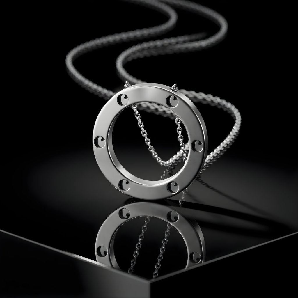 Collier Calmeya argenté, détail du pendentif
