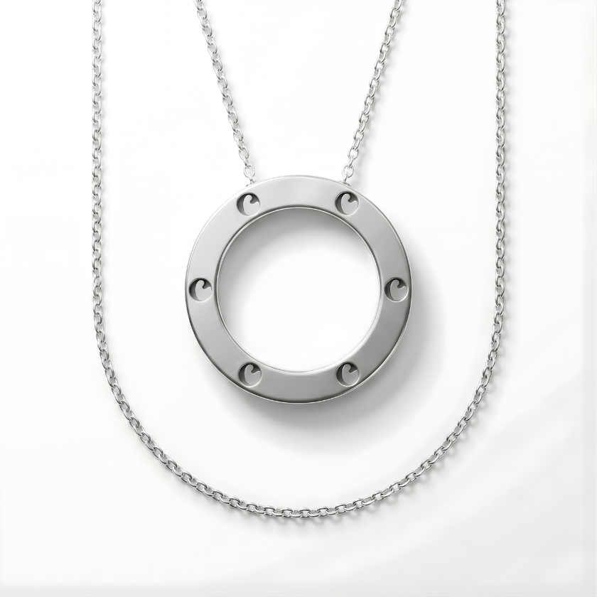 Collier Calmeya argenté, détail du pendentif